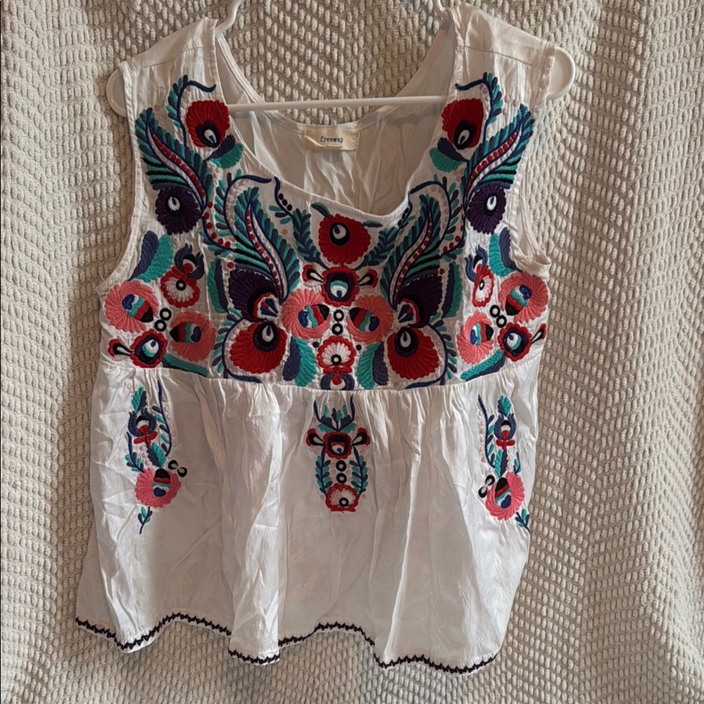 White Embroidered Women's Top